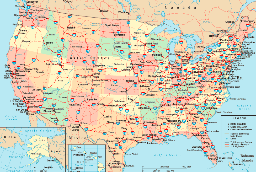 The United States Interstate Highway Map | Mappenstance.