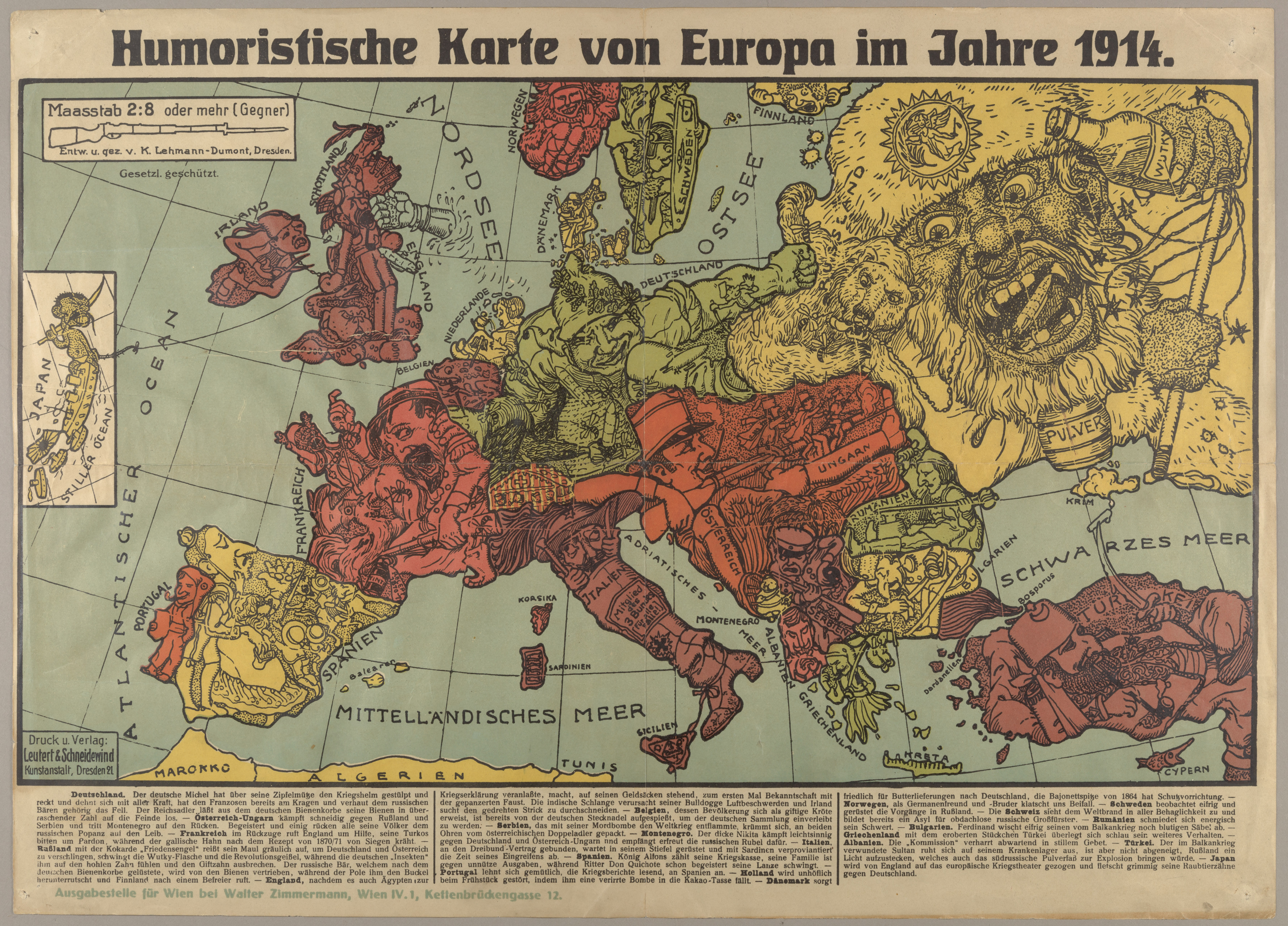 Map of the Week: Humoristische Karte von Europa im Jahre 1914
