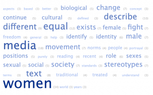 Tag cloud of responses to description/definition of feminism & gender.