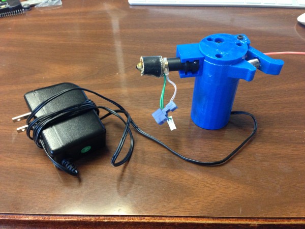 Photo of prototype for Filament Gun that can automatically feed the filament; however, I have not yet tested heating.