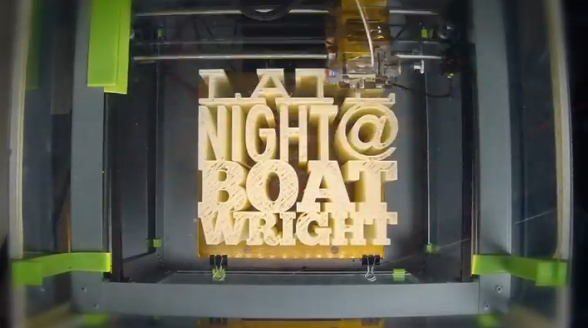 overhead photo of the 3D cube of letters taken while being printed