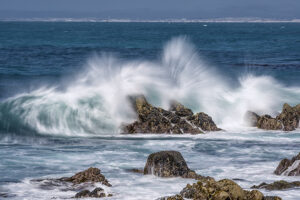 Waves crashing on Pacific Coastline