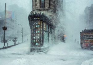 Blizzard conditions, 2016, Flatiron Building New York City