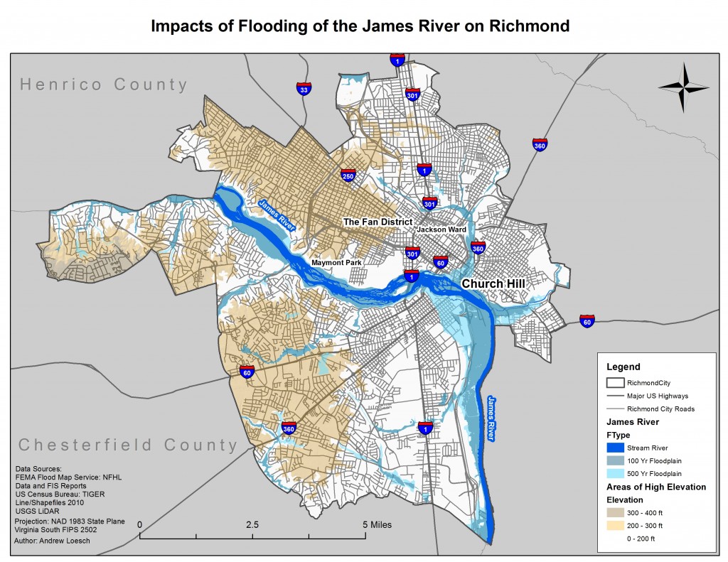 Midterm Project Final Product Flooding and Elevation in Richmond