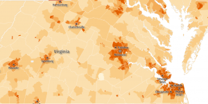 Unmarried Individuals in Richmond Area based on census tract data