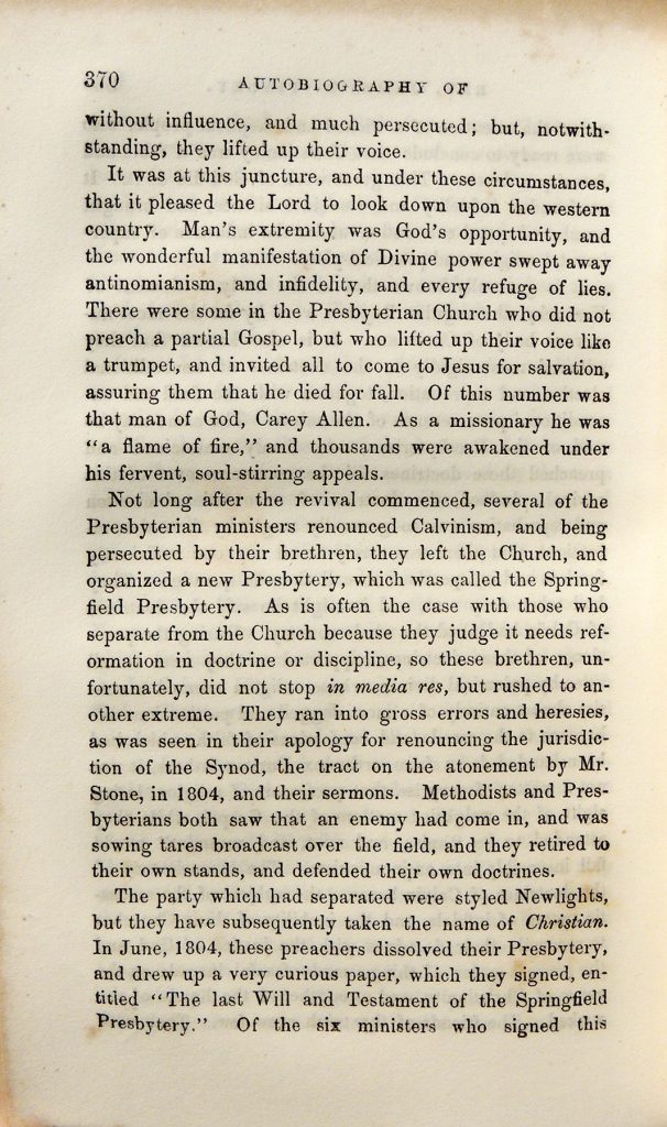 Excerpts From The Autobiography Of Rev. James B. Finley (ca. 1808 