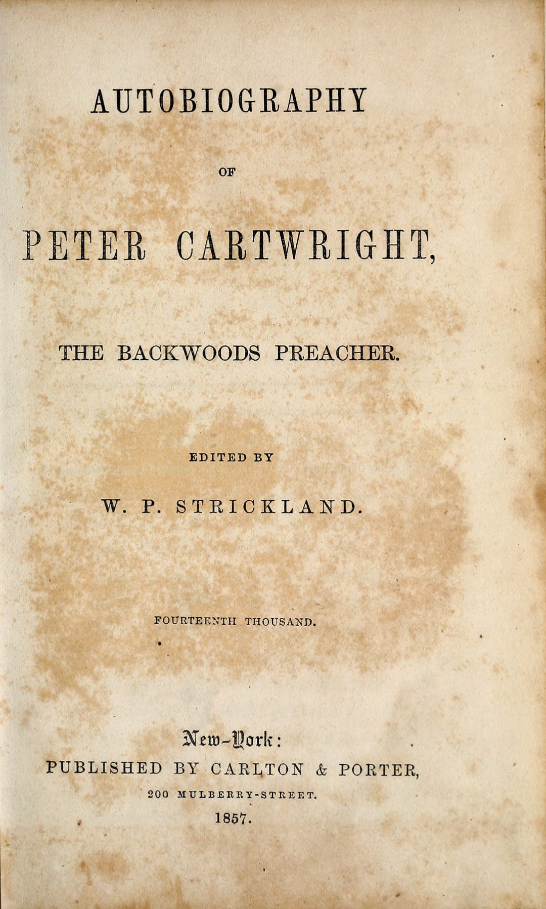 Excerpt from the Autobiography of Peter Cartwright (ca. 1804) History
