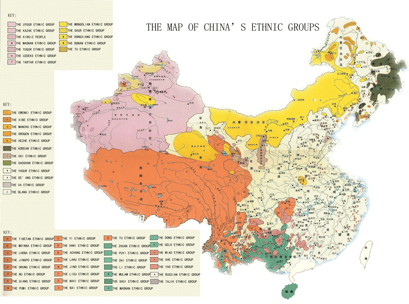 Карта языков китая