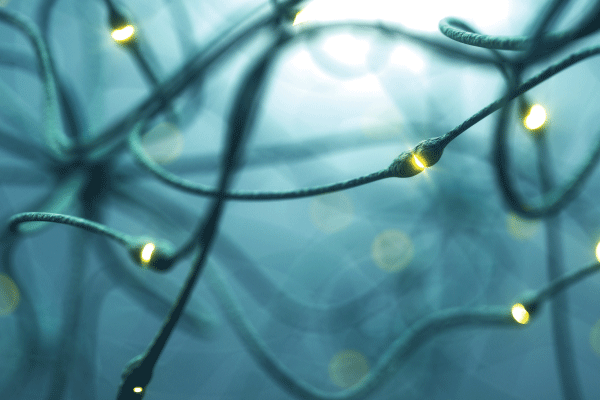 computer generated illustration of neutrons and lights
