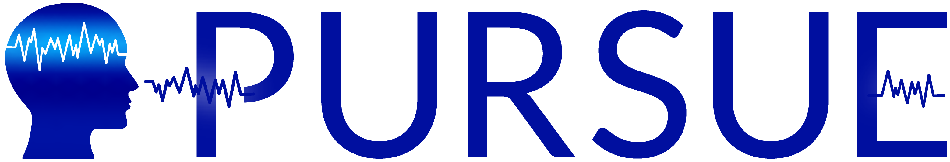 blue PURSUE logomark and wordmark